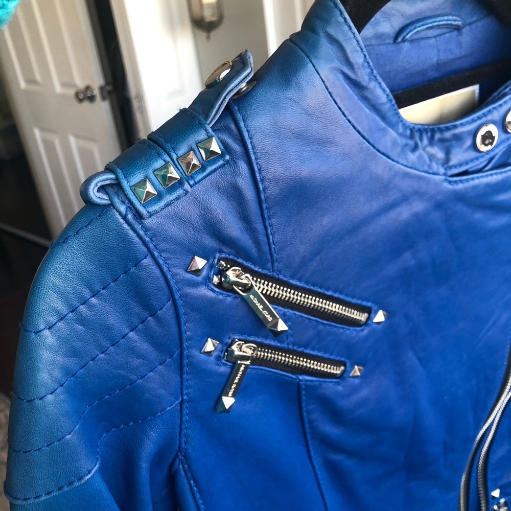 Killer blue Michael Kors leather jacket - Picture 8 of 8